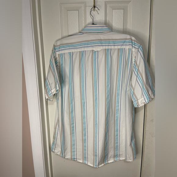 Abercrombie & Fitch Men’s Y2K Muscle White Blue Stripe Button Down Shirt XXL - Picture 5 of 7